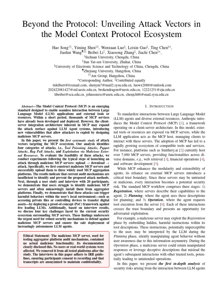 Beyond The Protocol - Unveiling Attack Vectors in The Model Context ...
