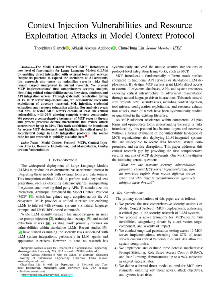 MCP Context Injection Manuscript 07 2025 | PDF | Computer Security ...