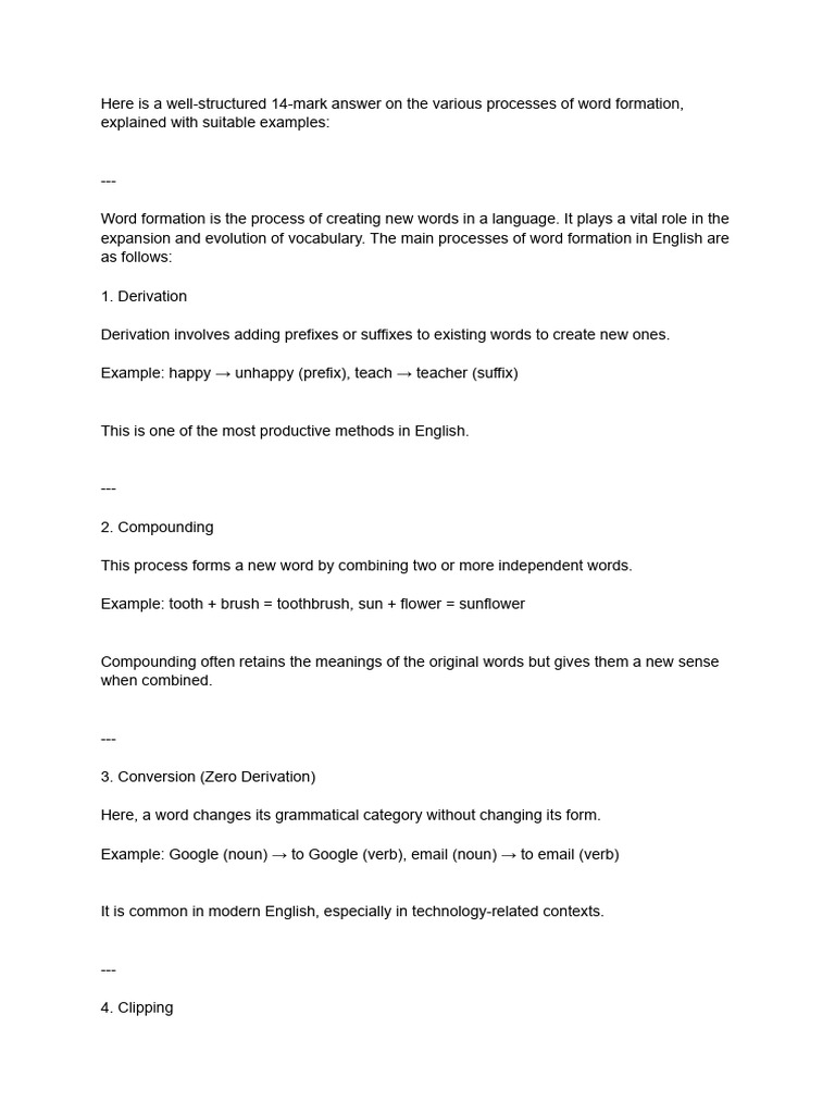 Here Is A Well-Structured 14-Mark Answer On The Various Processes of ...