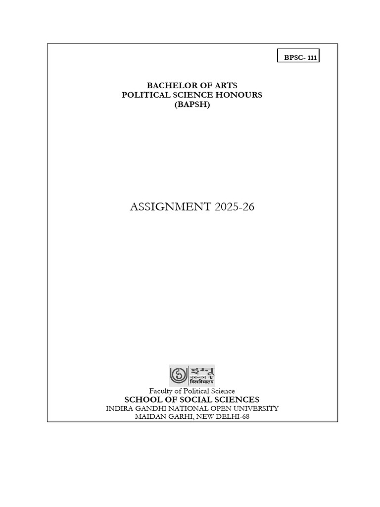 BPSC 111 EM Sol Assignment 2025-26 | PDF | Crime & Violence | Justice
