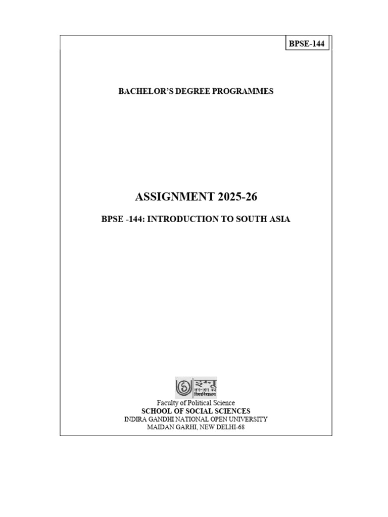 BPSE 144 SOL Assignment 2025-26 EM | PDF | South Asia | Taliban