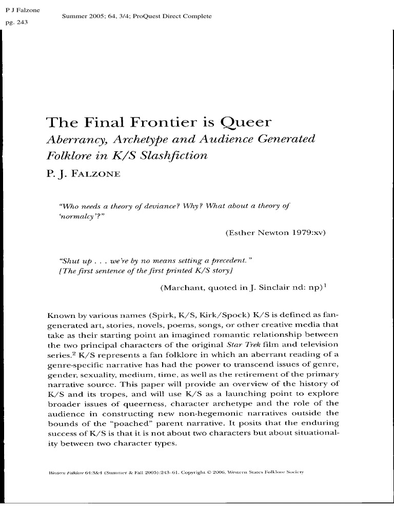 The Final Frontier Is Queer: Aberrancy, Archetype and Audience ...