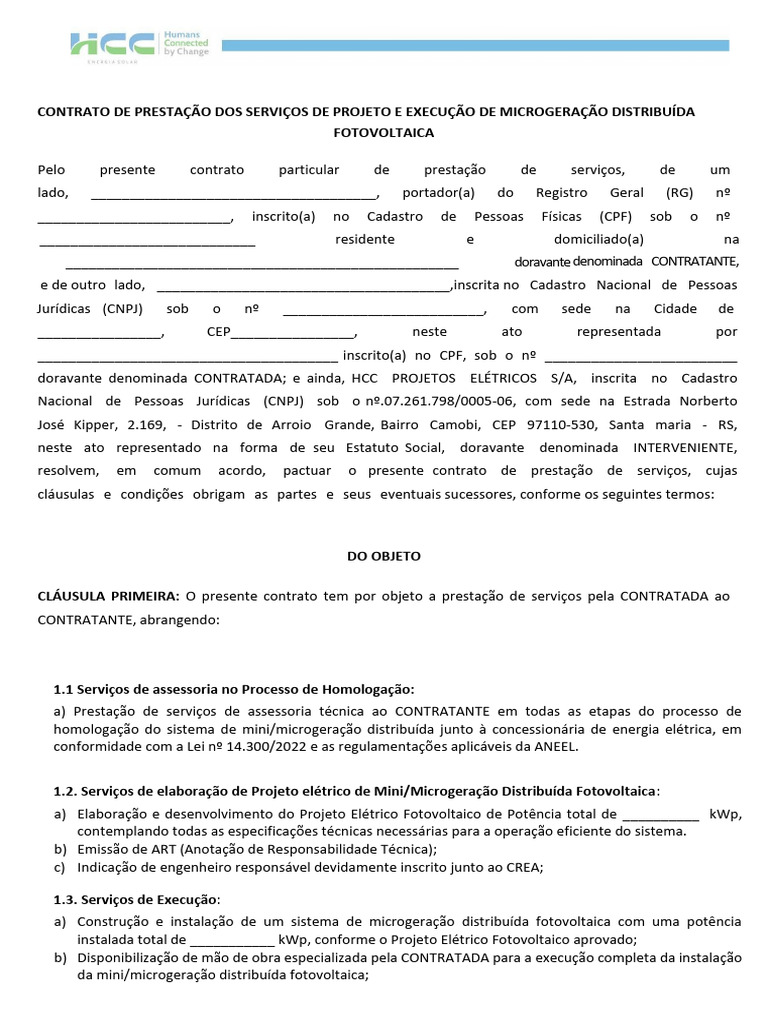 Minuta Contrato de Prestação de Serviços - PF - Micro - Mini | PDF ...