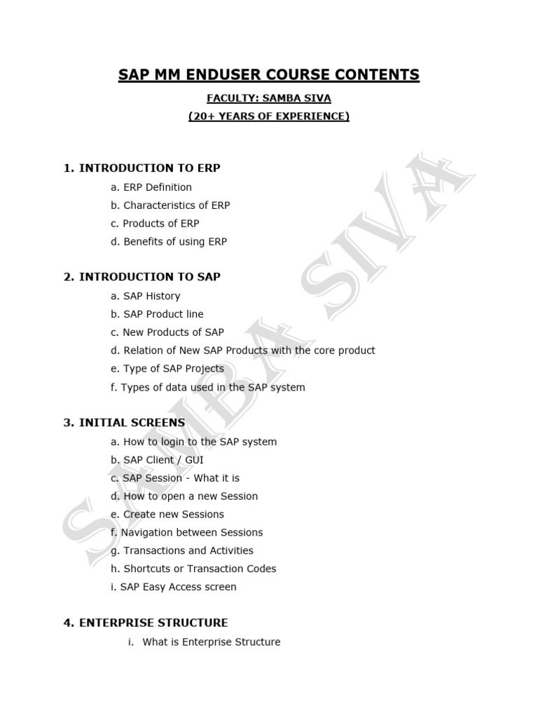 Documents Null-SAPMM EndUser Course Content | PDF | Enterprise Resource ...