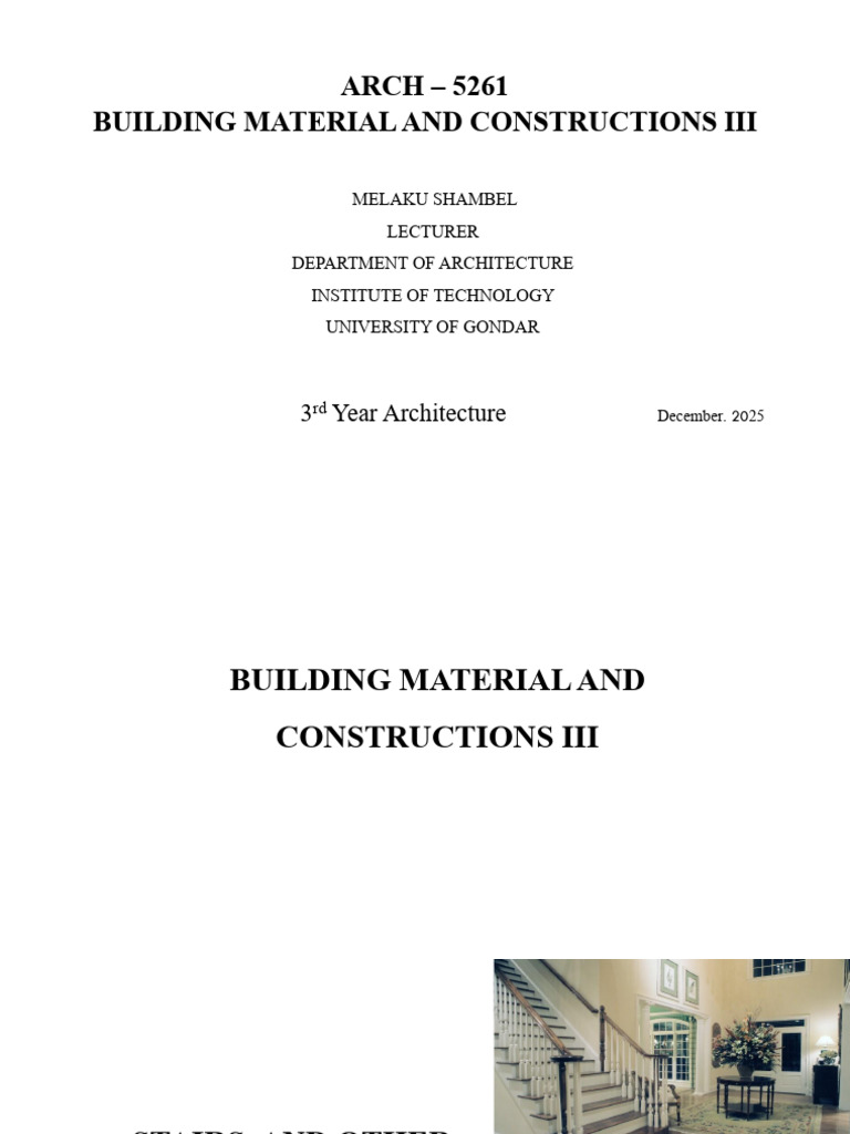 Building Material and Construction III Stair 1 | PDF | Stairs | Elevator