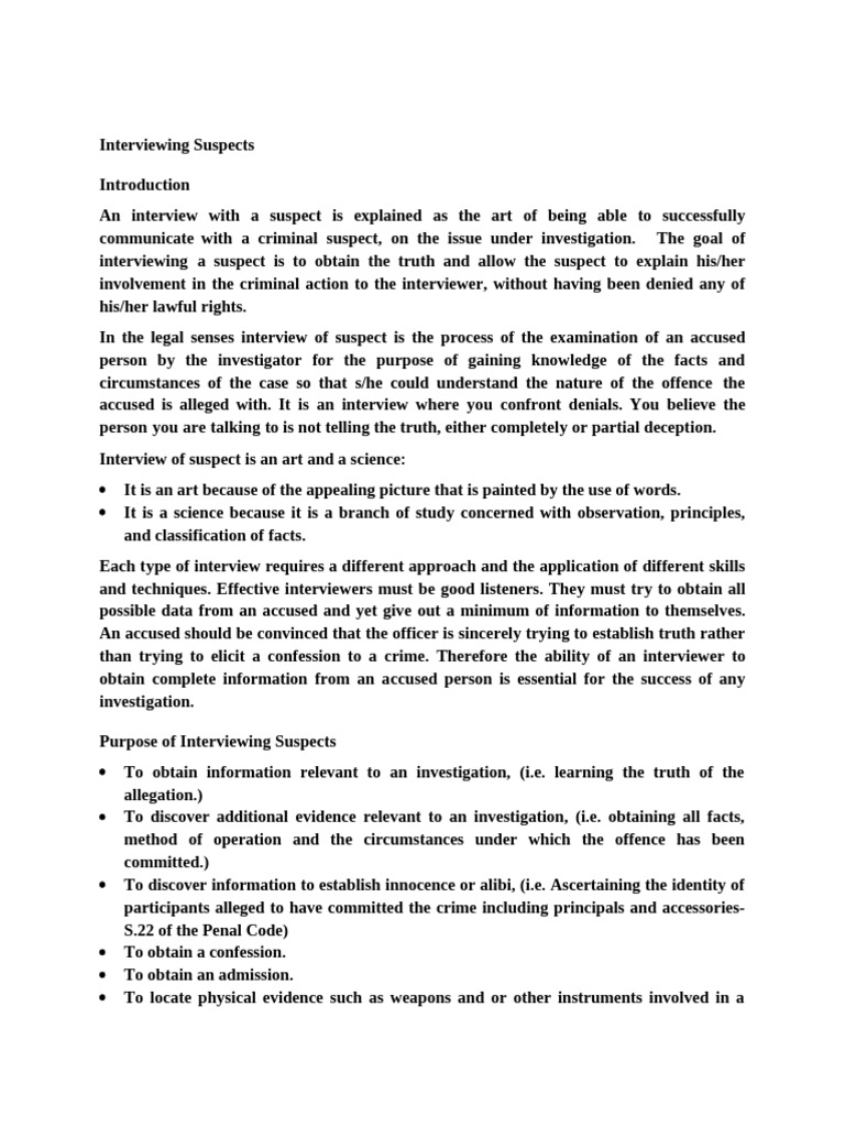 Copy1 Interviewing Suspects | PDF | Crimes | Crime & Violence