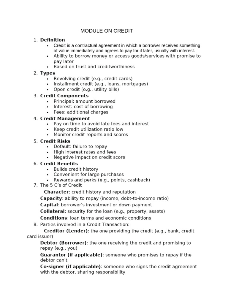 Module On CREDIT | PDF