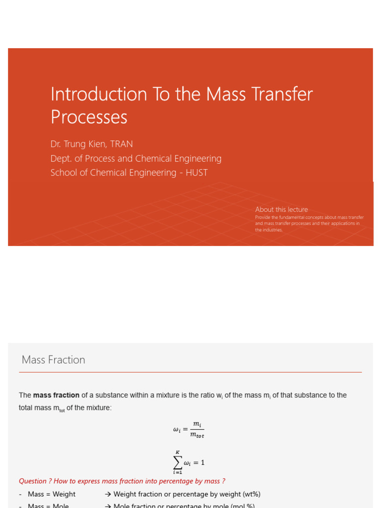 Introduction of Mass Transfer Processes | PDF | Phase Rule | Phase (Matter)