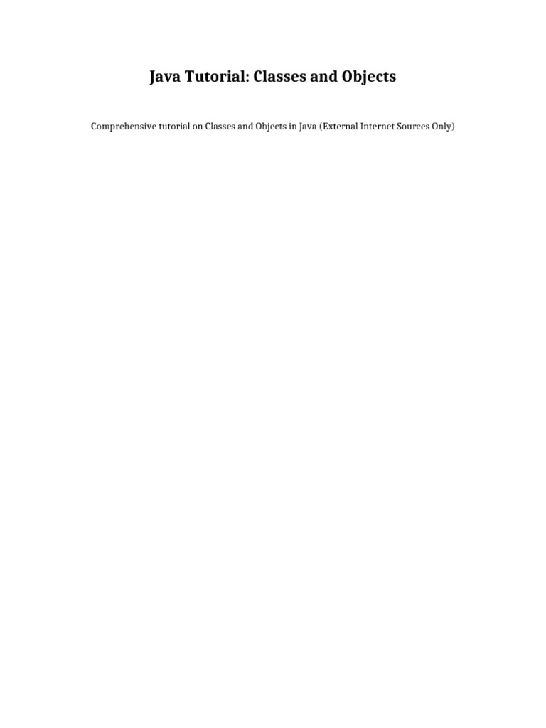 Java Classes and Objects Tutorial 12 Pages | PDF | Object Oriented ...