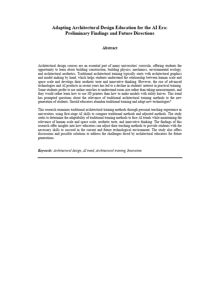Adapting Architectural Design Education For The AI Era | PDF