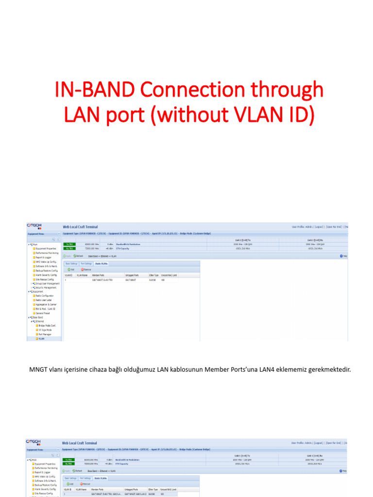 In-BAND Connection Through LAN Port (Without VLAN ID) | PDF
