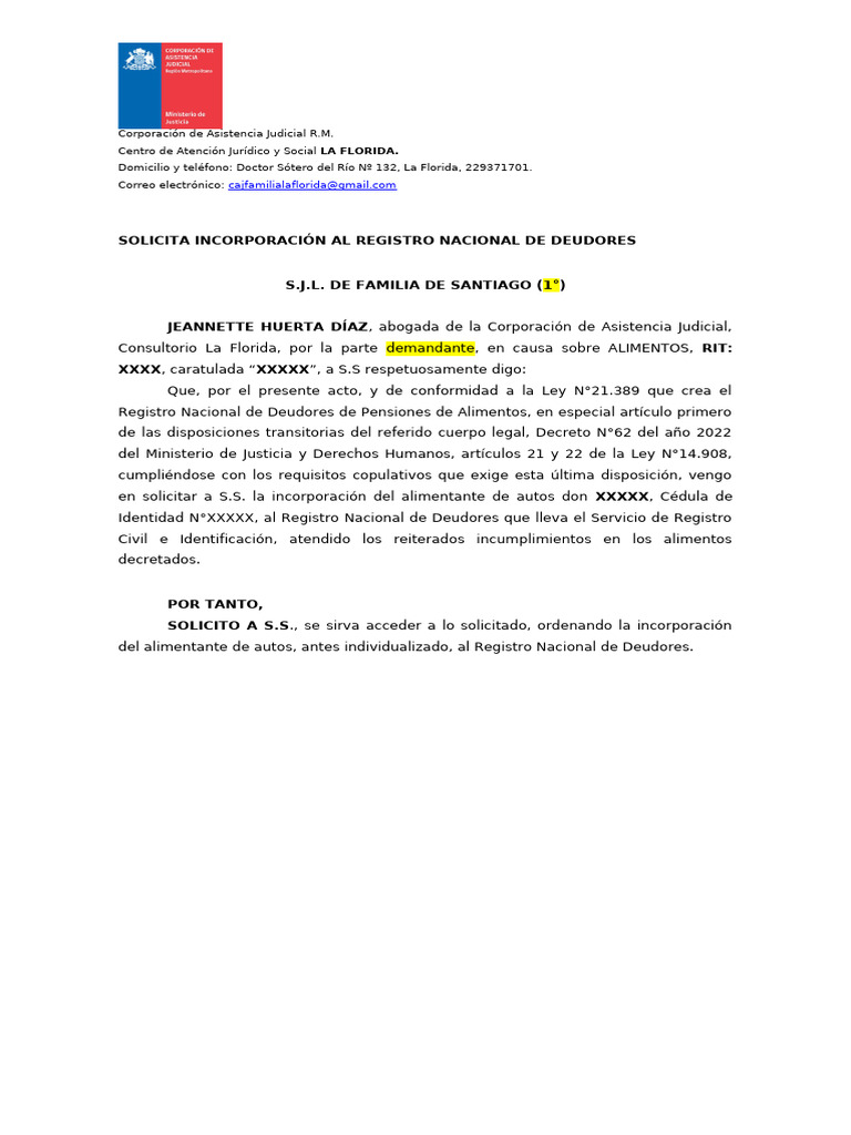 Solicita Incorporacion Al RNDA | PDF