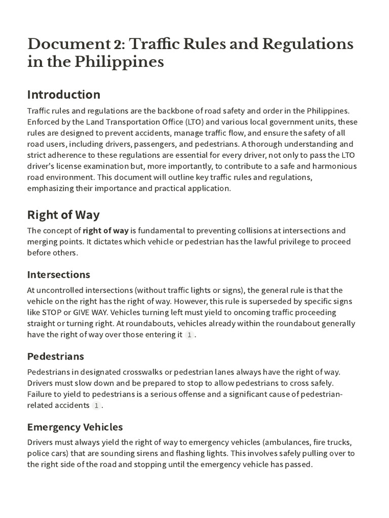 Document 2 Traffic Rules and Regulations in The Philippines | PDF ...