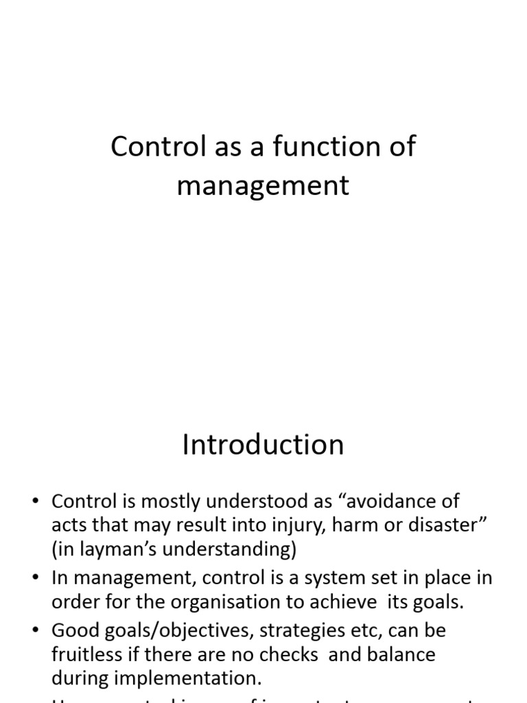 Control As A Function of Management | PDF | Audit | Business