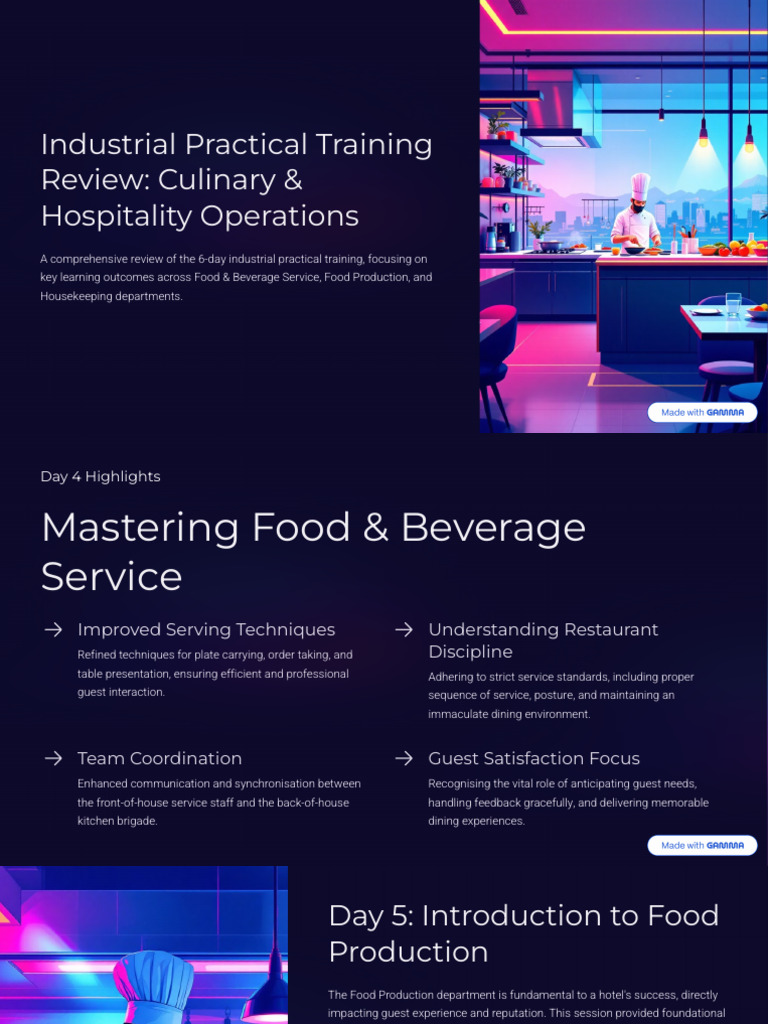 Industrial Practical Training Review Culinary and Hospitality ...