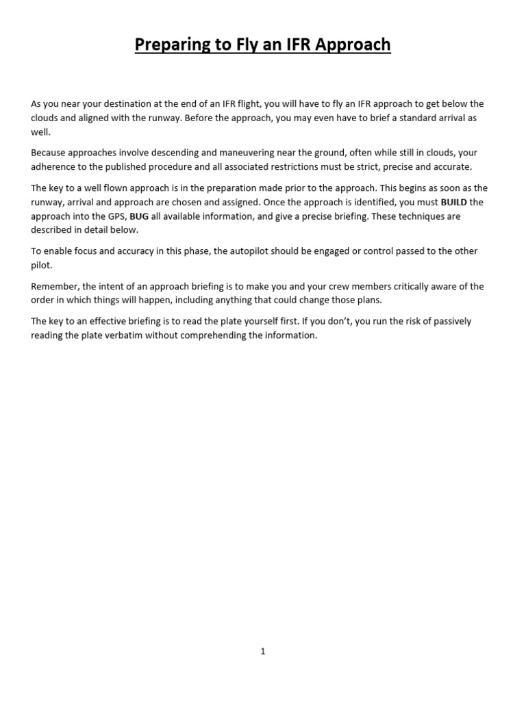 Briefing An If R Arrival or Approach | PDF | Instrument Flight Rules ...