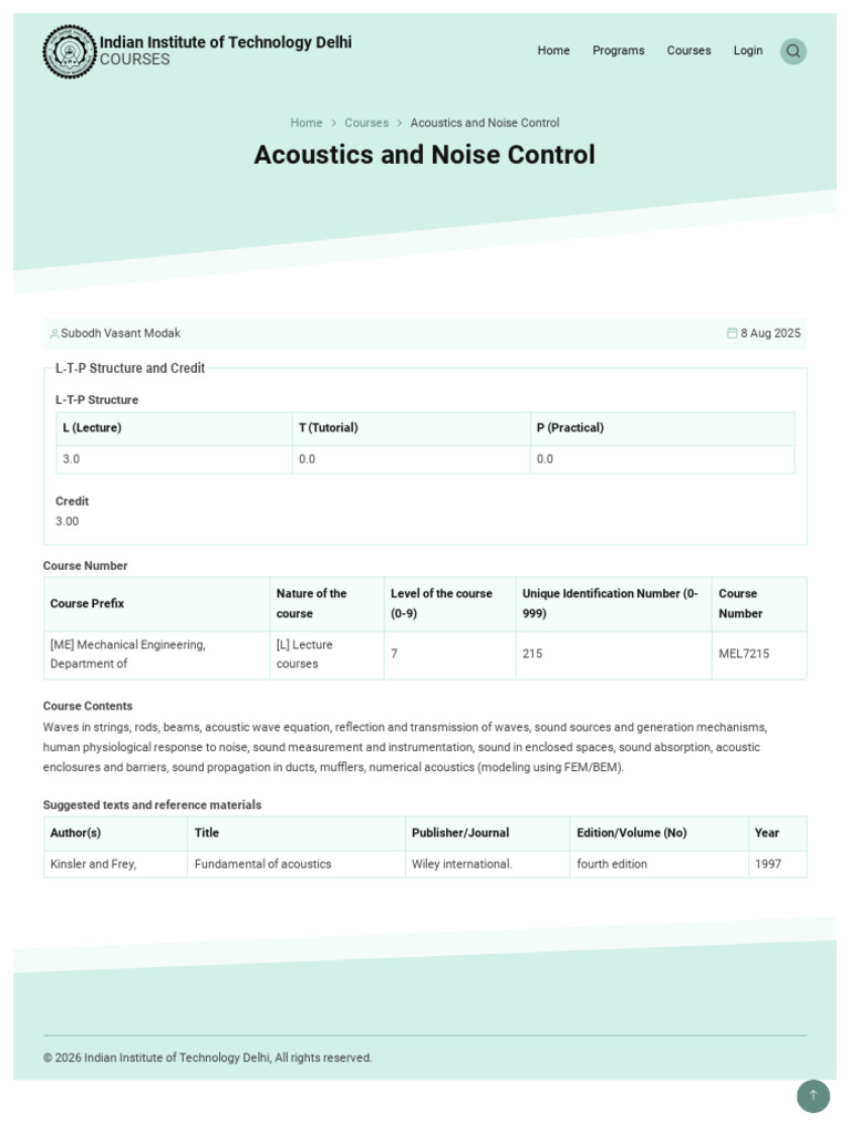 Acoustics and Noise Control | PDF