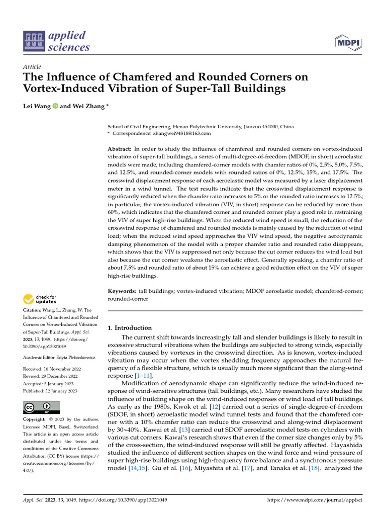The Influence of Chamfered and Rounded Corners On Vortex-Induced ...