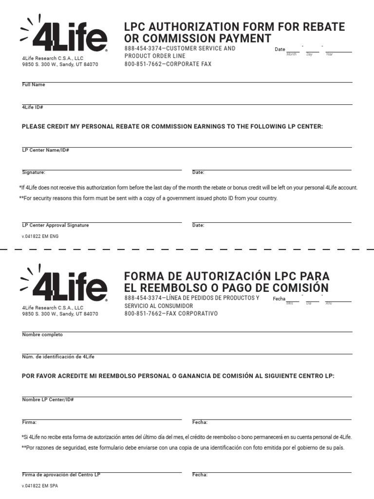 CSA Authorization Form 202204 LPC Authorization Form ENG SPA | PDF