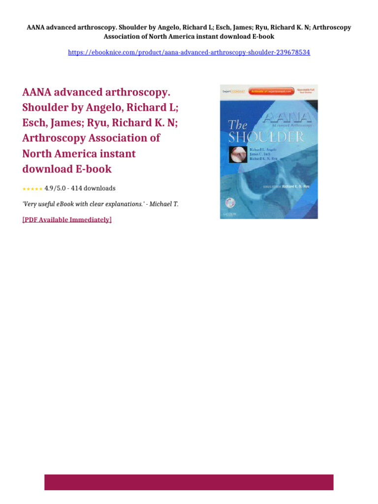 AANA Advanced Arthroscopy. Shoulder by Angelo, Richard L Esch, James ...