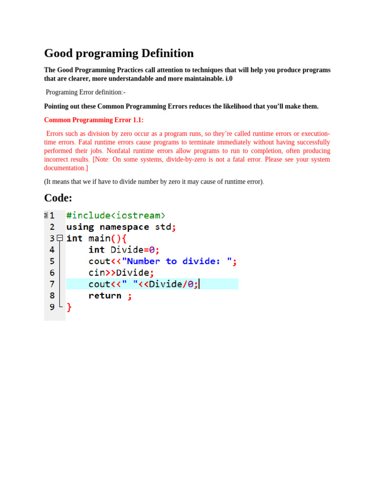Good Programing Definition With Practice Codes | PDF | Computer Program ...