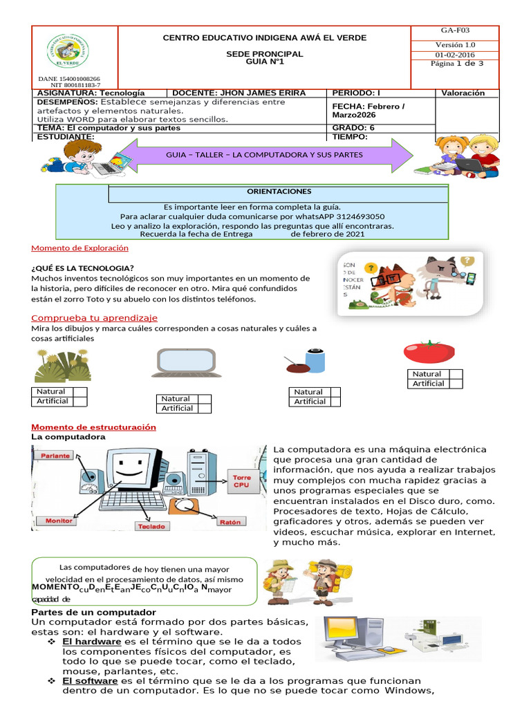 Guia Partes Del Computador | PDF | Hardware de la computadora | Equipo ...