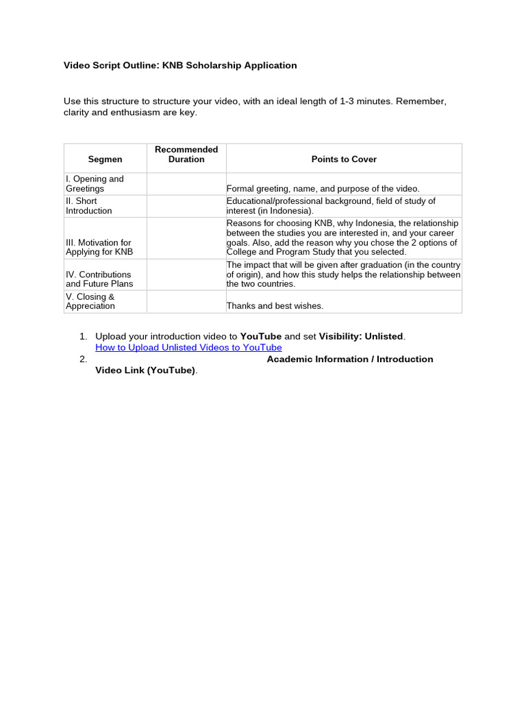 Video Script Outline KNB Apply | PDF