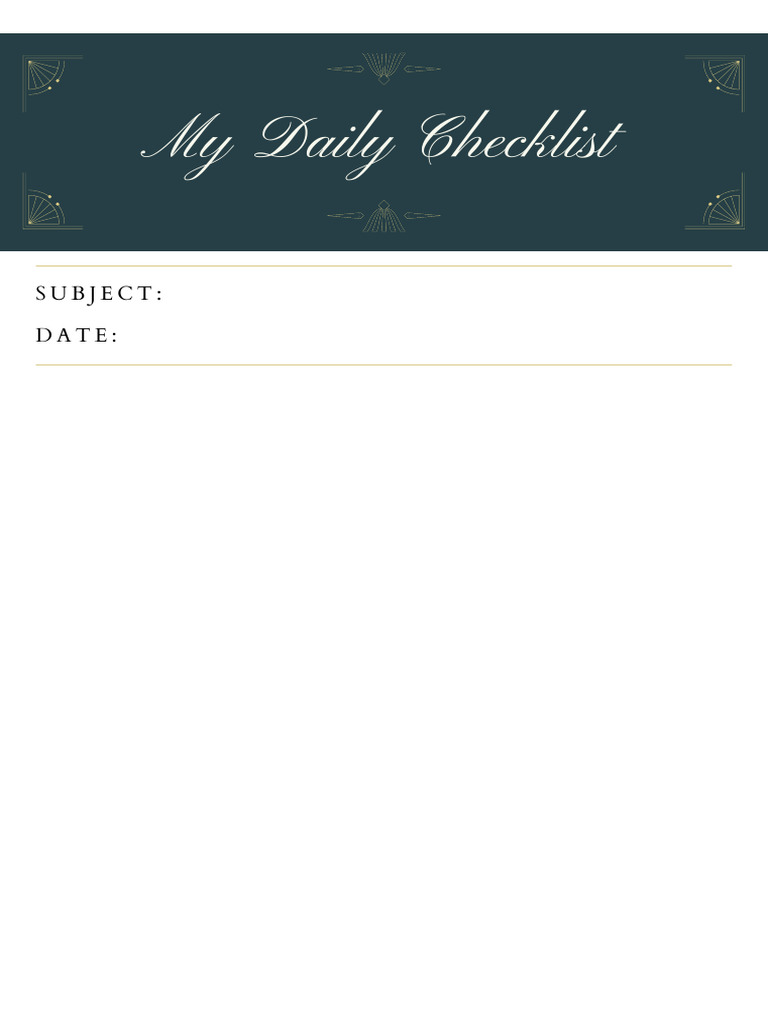 Daily Checklist Doc in Dark Blue White Classic Elegant Style | PDF