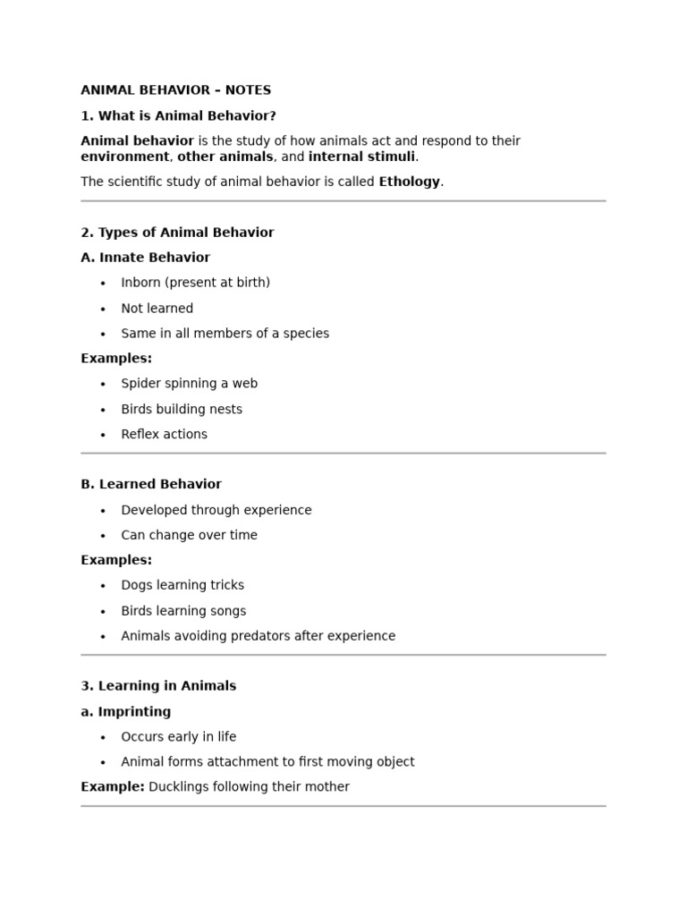 Animal Behavior | PDF | Instinct | Zoology