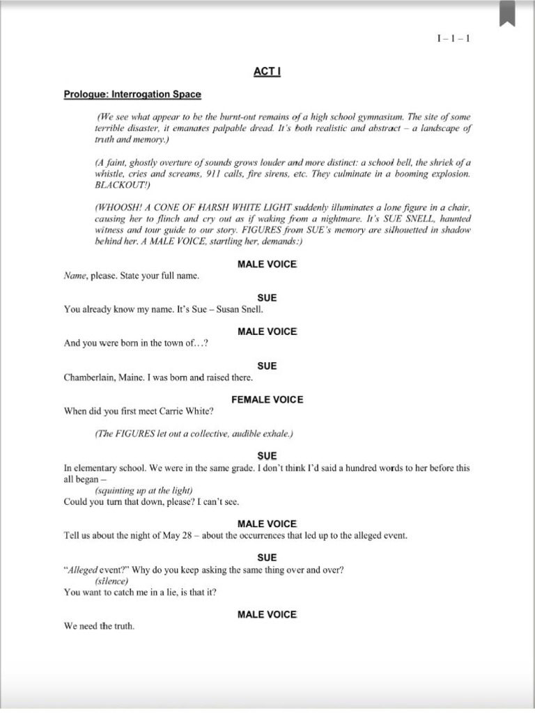 Carrie The Musical Libretto | PDF