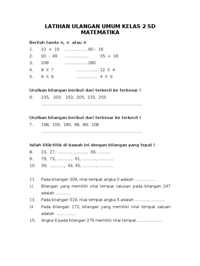 Matematika SD Kelas 2