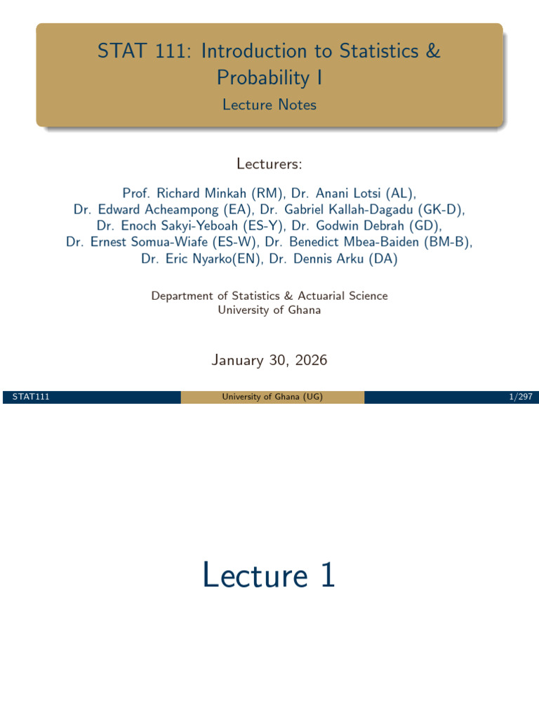 STAT111 Lecture Slides | PDF | Statistics | Mean