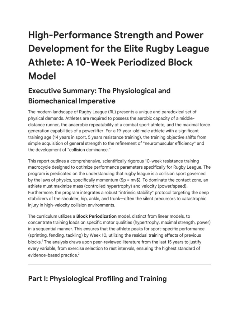 Rugby League Strength and Power Program | PDF | Strength Training ...
