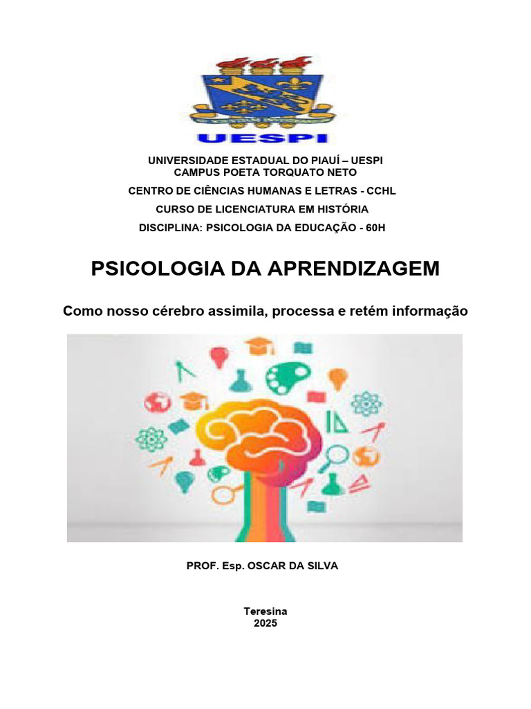 Psicologia Da Aprendizagem - Apostila | PDF | Aprendizado | Psicologia ...