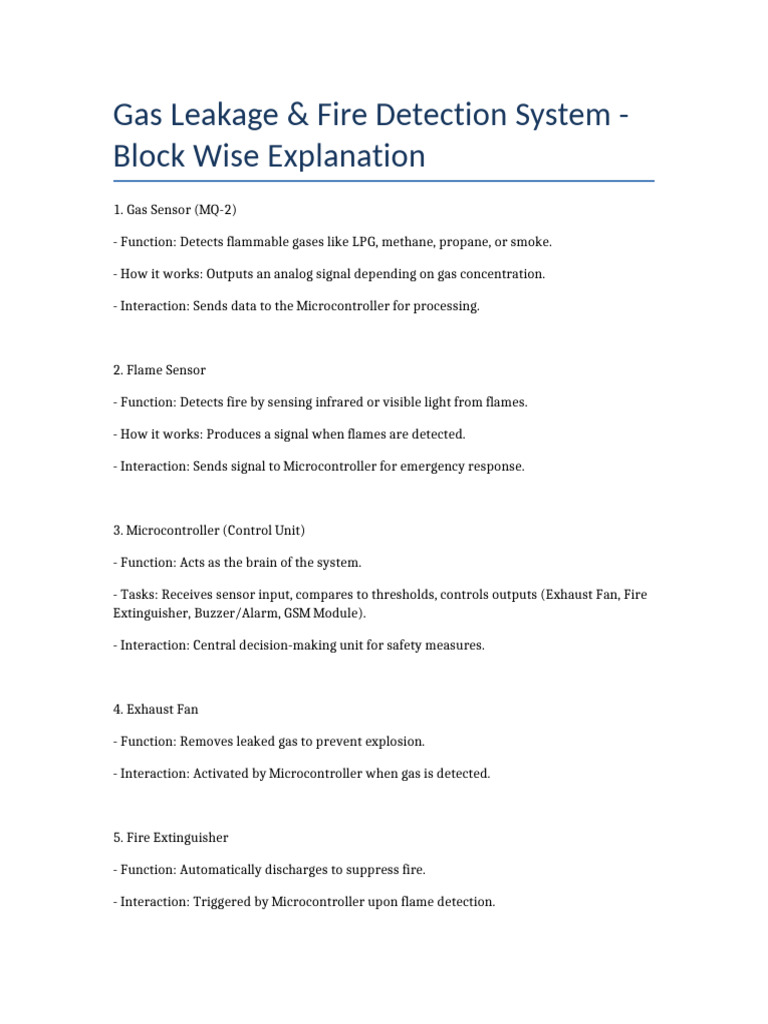 Gas Leakage Fire Detection System | PDF