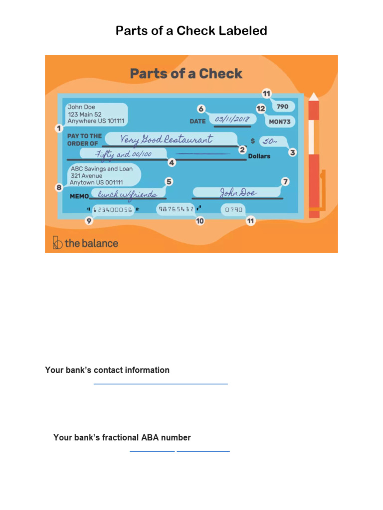 Parts of A Check Labeled | PDF