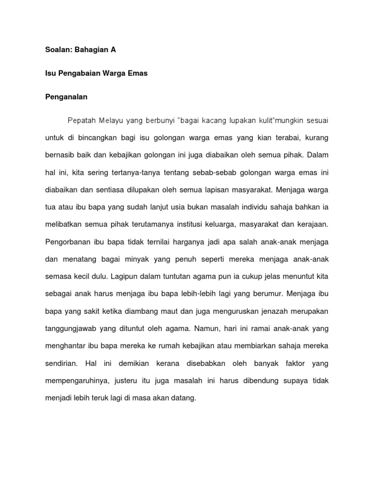 Faktor Pengabaian Warga Tua Voooty
