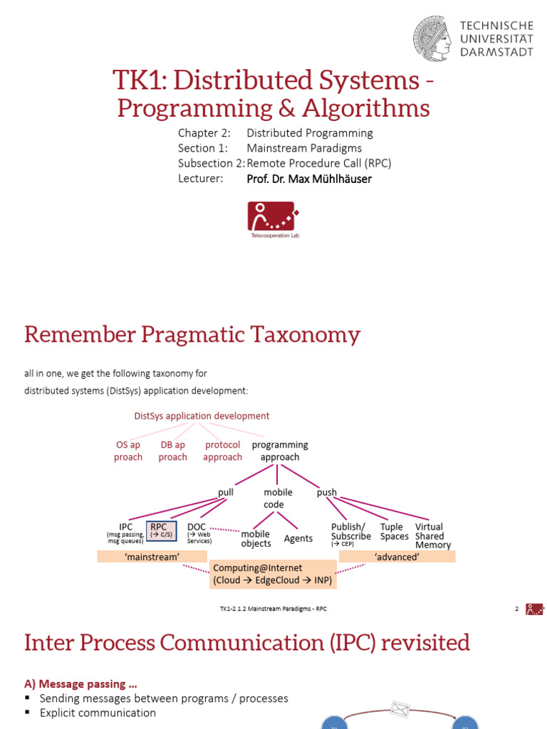 TK1 - Chapter 2.1.2 - Distributed Programming - Mainstream - RPC | PDF ...