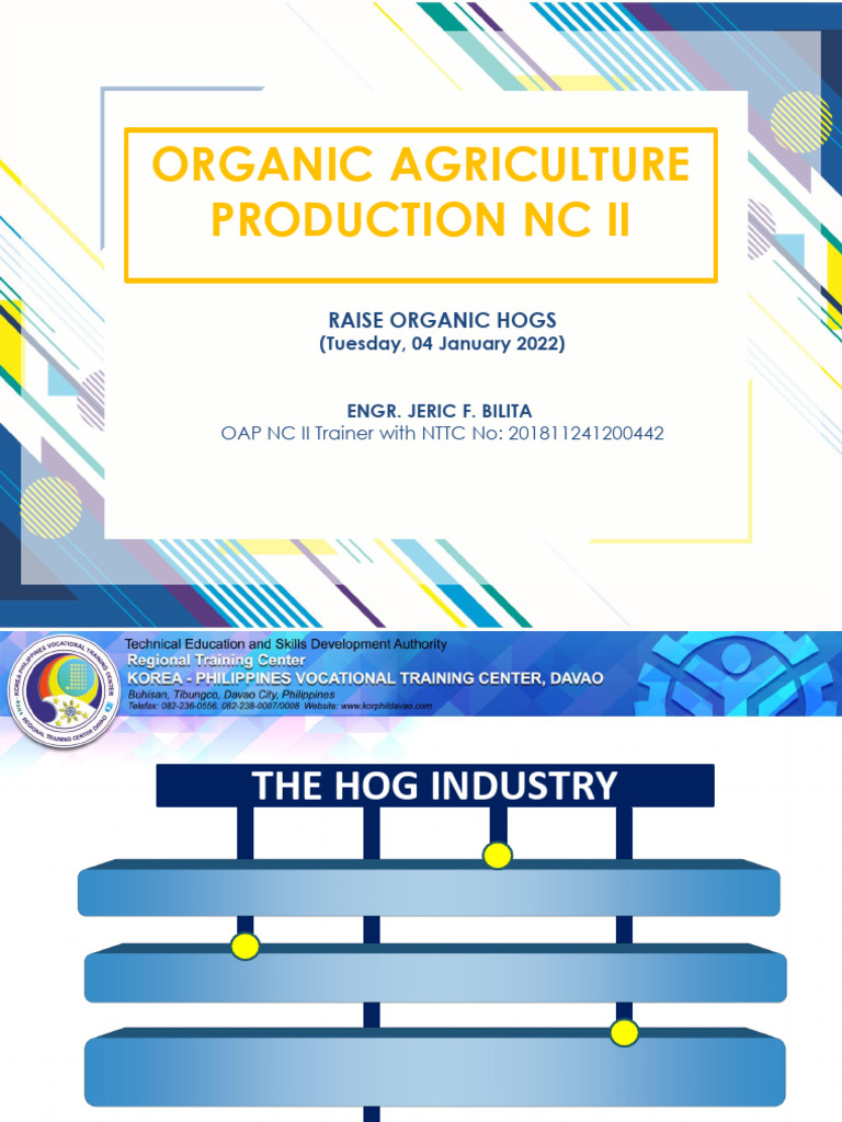 Oap NC II Ec II - Raise Organic Hogs | PDF | Pig | Food Industry