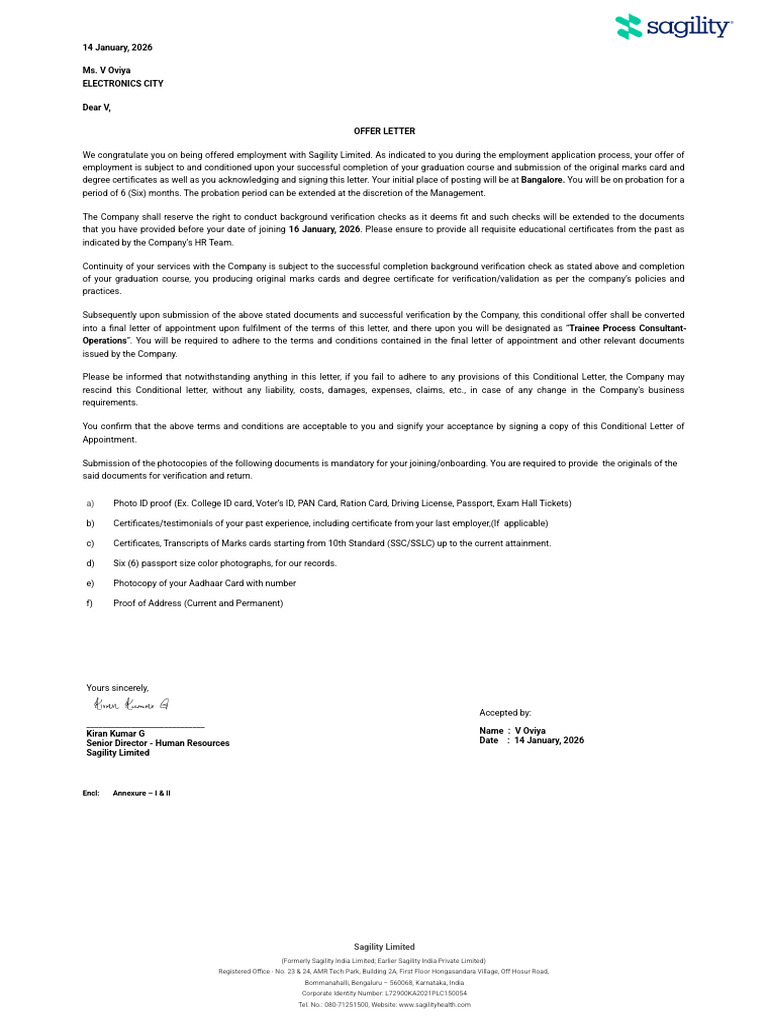IND Bulk Offer Letter New Format (Non-Voice) 2026-01-14 | PDF ...