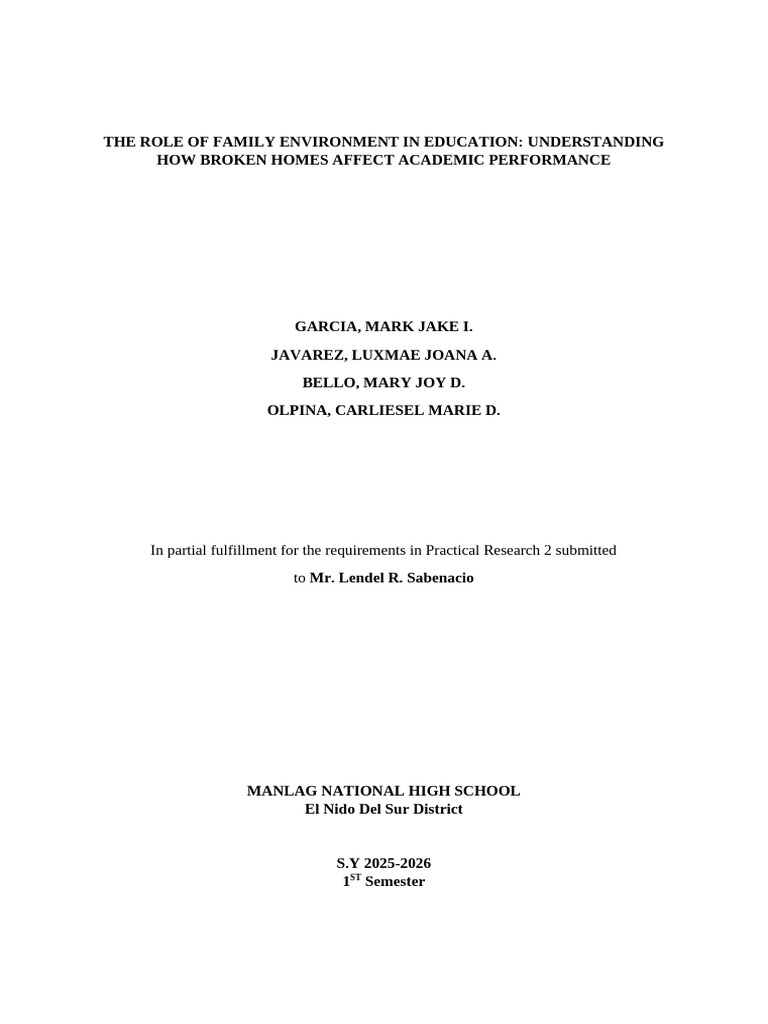 The Role of Family Environment in Education | PDF | Survey Methodology ...