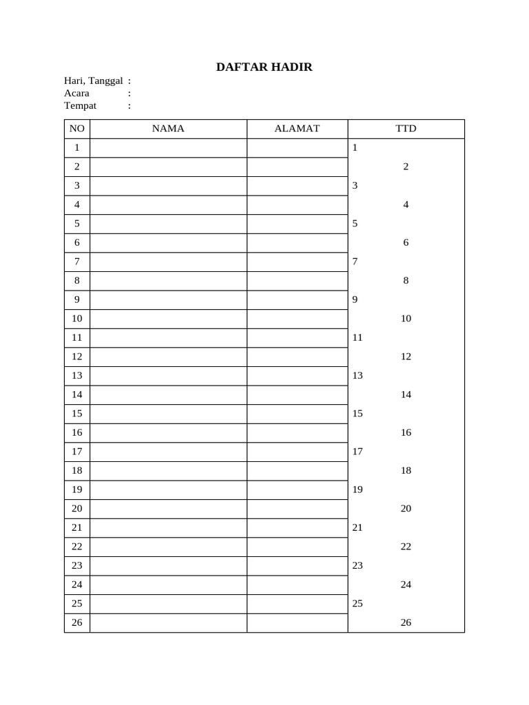 Daftar Hadir | PDF