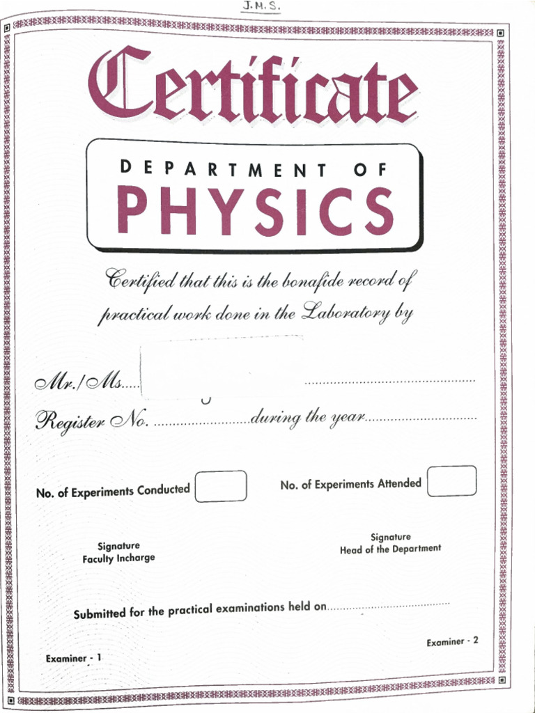 CBSE Physics Practical Record With Values | PDF