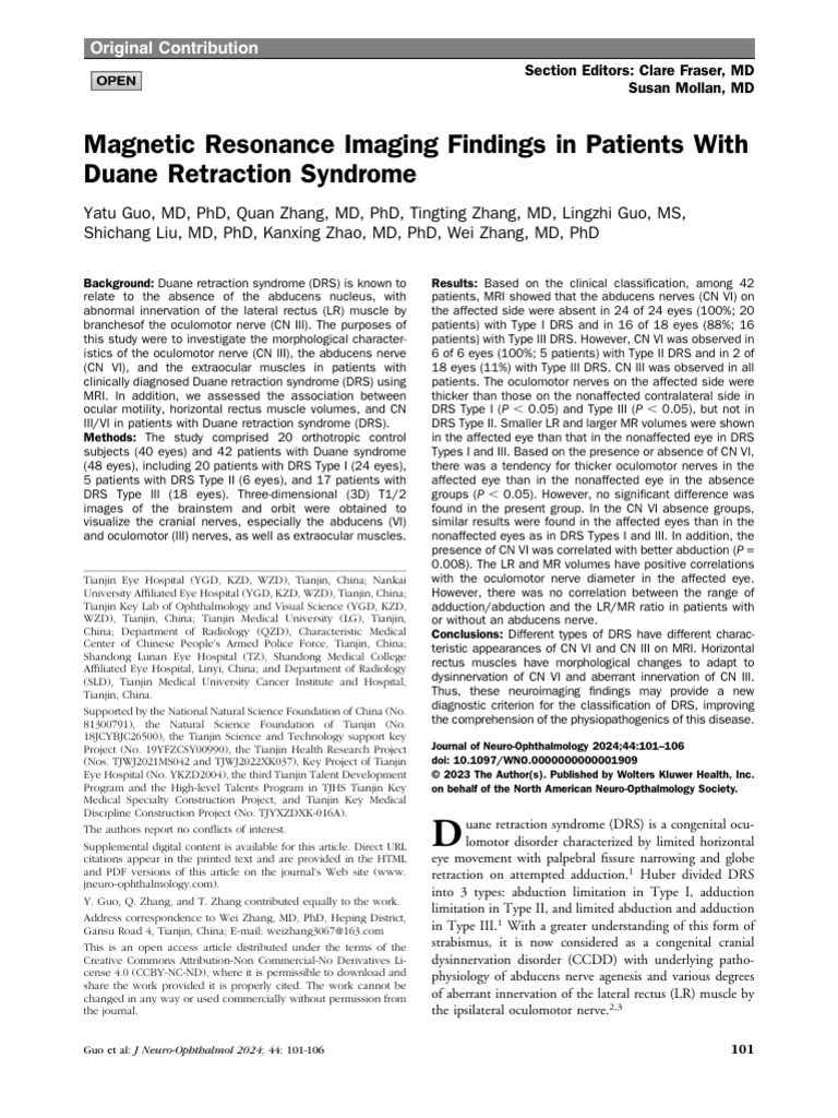 Magnetic Resonance Imaging Findings in Patients With | PDF | Nervous ...