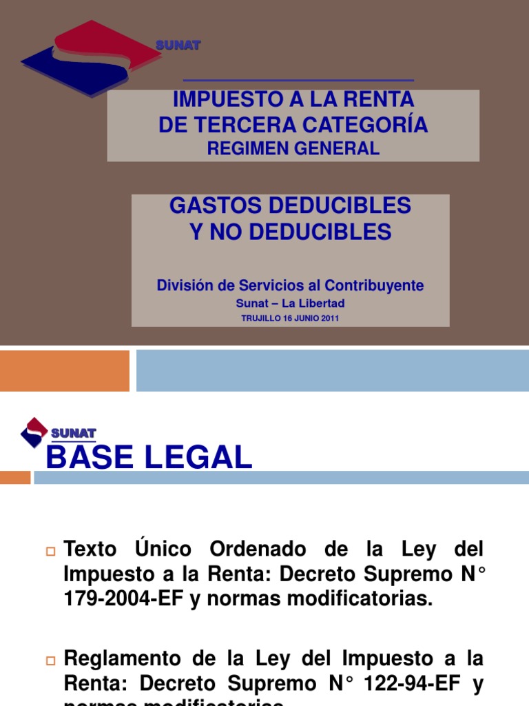 Gastos Deducibles en Renta Tercera Categoría | PDF | Impuesto sobre la ...