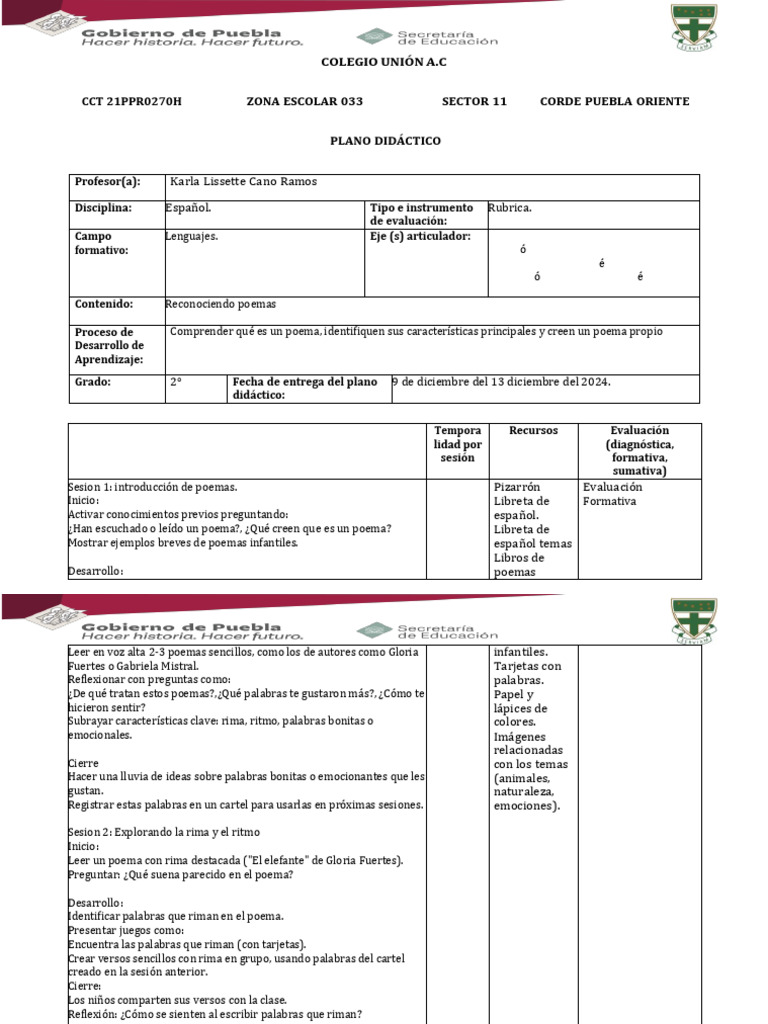 Formato Planeacion Didactica Primaria Español 9 de Diciembre | PDF ...