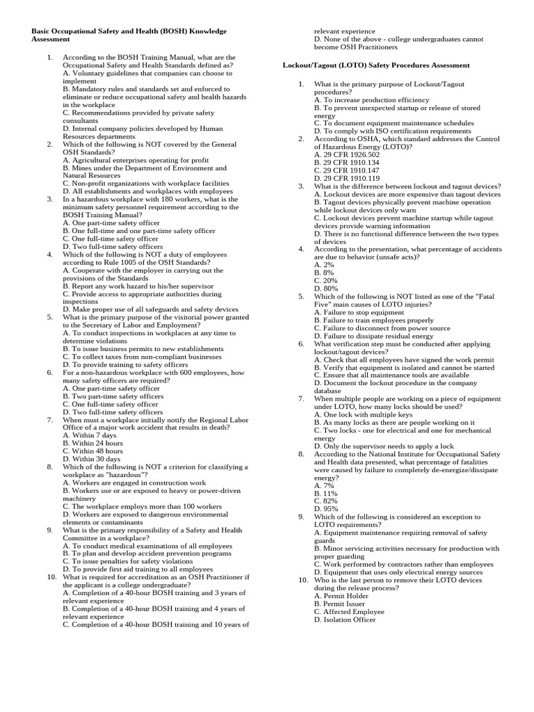 Basic Occupational Safety and Health | PDF | Occupational Safety And ...