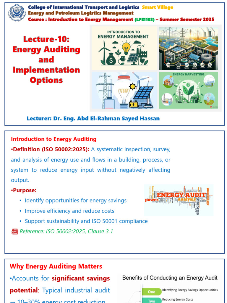 Lecture-10 Energy Auditing and Implementation Options | PDF | Audit ...