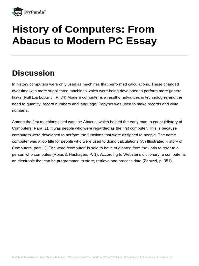 History of Computers From Abacus To Modern PC | PDF | Personal ...