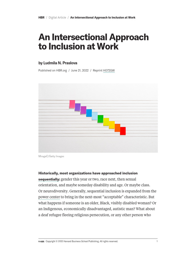 An Intersectional Approach To Inclusion at Work | PDF | Autism | Social ...